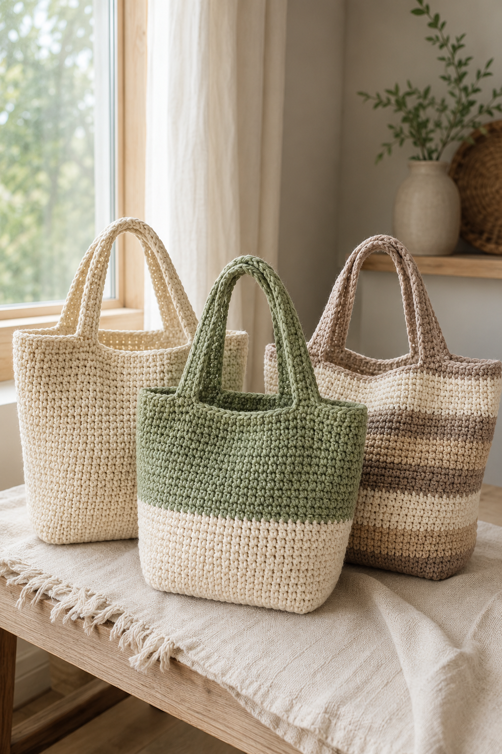 Inspiration für selbst gehäkelte Tote Bags zum Nachmachen